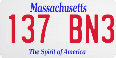 MA license plate 137BN3