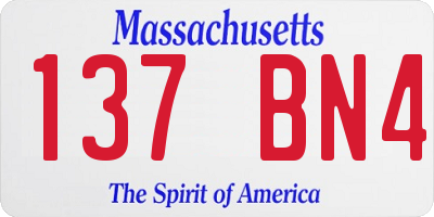MA license plate 137BN4
