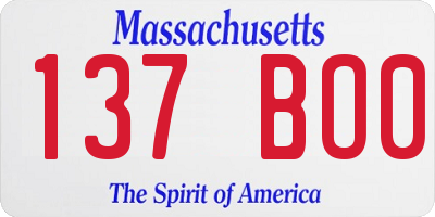 MA license plate 137BO0