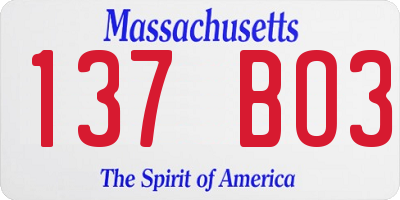 MA license plate 137BO3