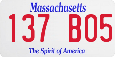 MA license plate 137BO5