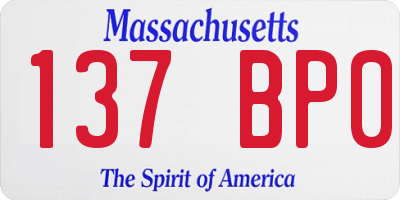 MA license plate 137BP0