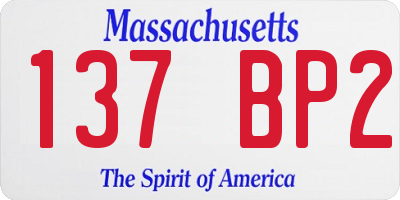 MA license plate 137BP2