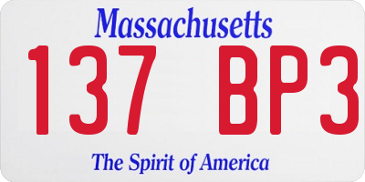MA license plate 137BP3
