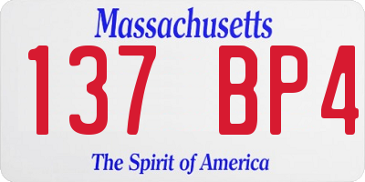 MA license plate 137BP4