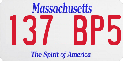 MA license plate 137BP5
