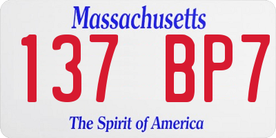 MA license plate 137BP7