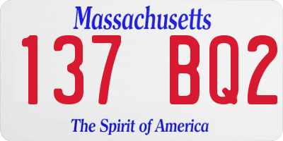MA license plate 137BQ2