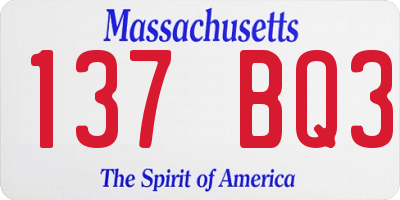 MA license plate 137BQ3