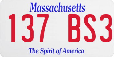 MA license plate 137BS3