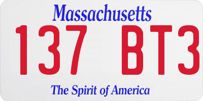 MA license plate 137BT3