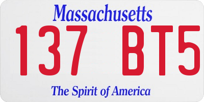 MA license plate 137BT5
