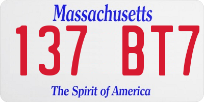 MA license plate 137BT7
