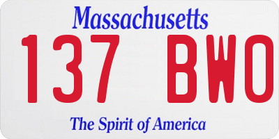 MA license plate 137BW0
