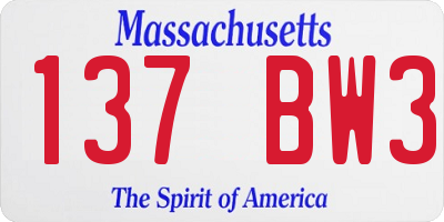 MA license plate 137BW3