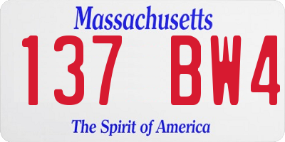MA license plate 137BW4