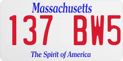 MA license plate 137BW5