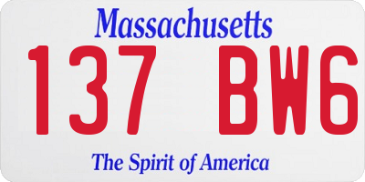 MA license plate 137BW6