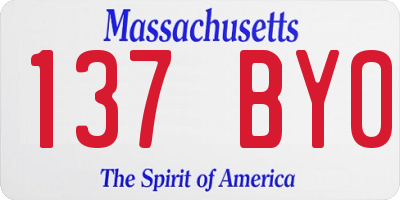 MA license plate 137BY0