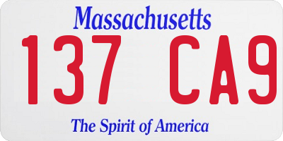 MA license plate 137CA9