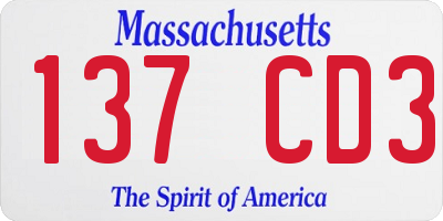 MA license plate 137CD3