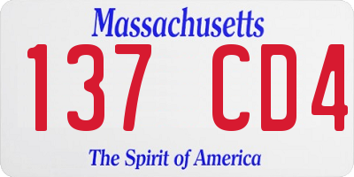 MA license plate 137CD4