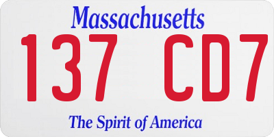 MA license plate 137CD7