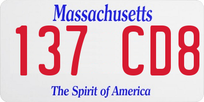 MA license plate 137CD8
