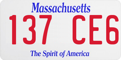 MA license plate 137CE6