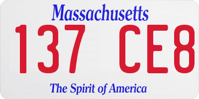 MA license plate 137CE8