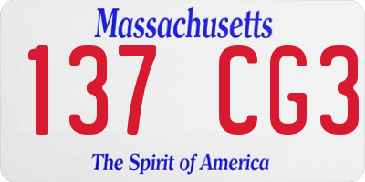 MA license plate 137CG3