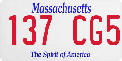 MA license plate 137CG5