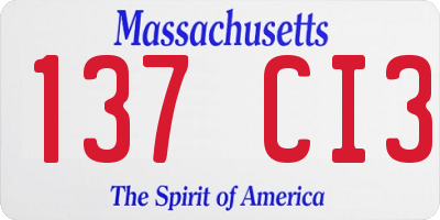 MA license plate 137CI3