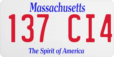 MA license plate 137CI4