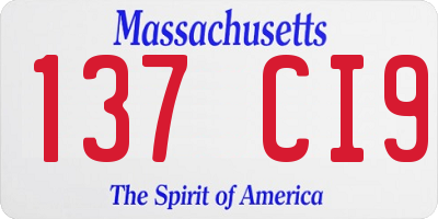 MA license plate 137CI9