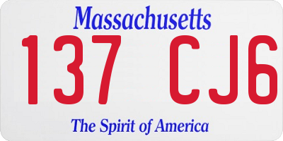 MA license plate 137CJ6