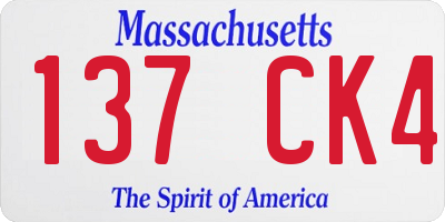MA license plate 137CK4