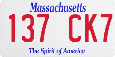 MA license plate 137CK7