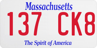 MA license plate 137CK8