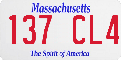 MA license plate 137CL4
