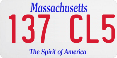 MA license plate 137CL5