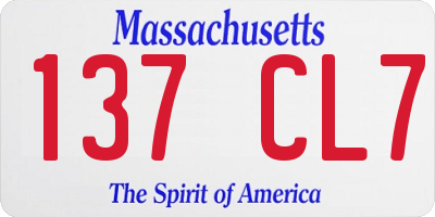 MA license plate 137CL7