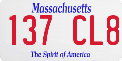 MA license plate 137CL8