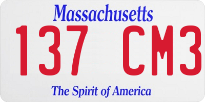 MA license plate 137CM3