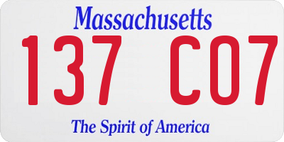 MA license plate 137CO7