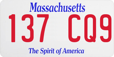 MA license plate 137CQ9