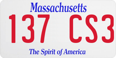 MA license plate 137CS3