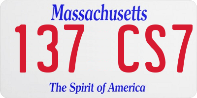 MA license plate 137CS7