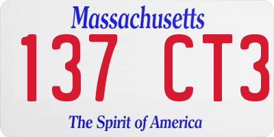 MA license plate 137CT3