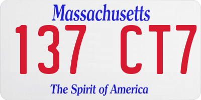MA license plate 137CT7